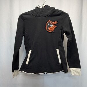 Baltimore Orioles Black Pullover Hoodie Sweatshirt Womens Medium MLB Fanatics